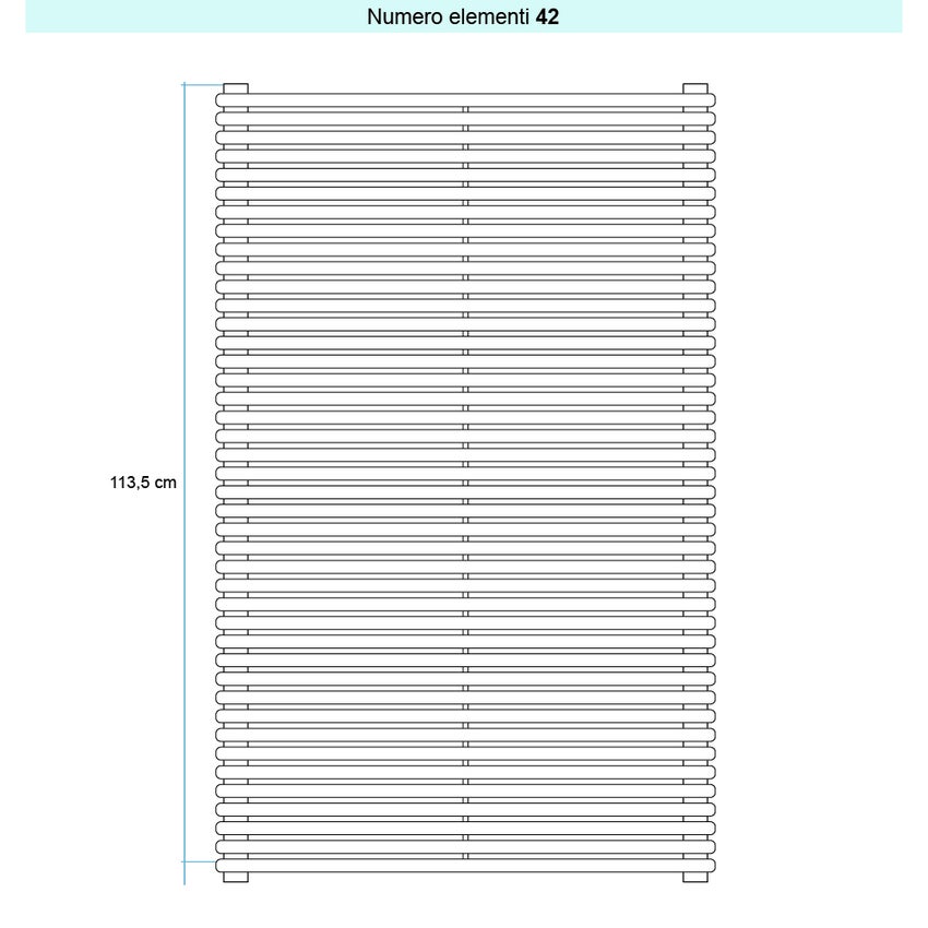 Immagine di Irsap ARPA 18_2 ORIZZONTALE Radiatore 42 elementi L.152 P.6,2 H.113,5 cm, colore bianco standard finitura lucido Cod.01 A2815204201IR01H01