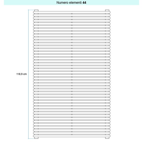 Immagine di Irsap ARPA 18_2 ORIZZONTALE Radiatore 44 elementi L.55 P.6,2 H.118,9 cm, colore bianco standard finitura lucido Cod.01 A2805504401IR01H01