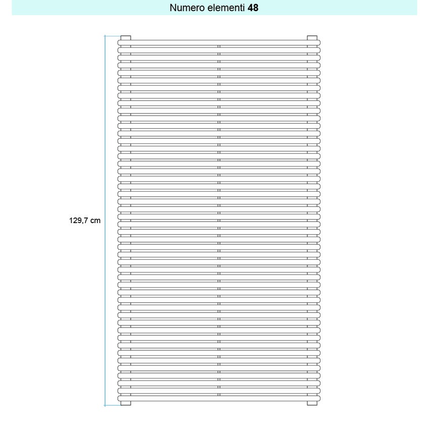 Immagine di Irsap ARPA 18_2 ORIZZONTALE Radiatore 48 elementi L.85 P.6,2 H.129,7 cm, colore bianco standard finitura lucido Cod.01 A2808504801IR01H01