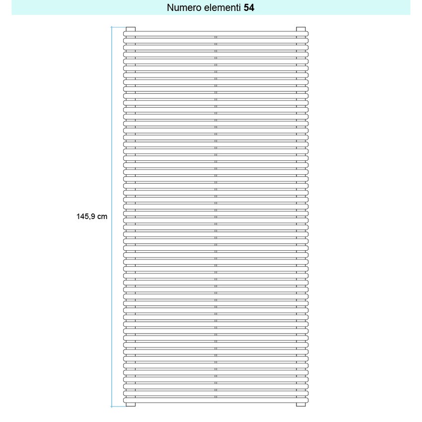 Immagine di Irsap ARPA 18_2 ORIZZONTALE Radiatore 54 elementi L.75 P.6,2 H.145,9 cm, colore bianco standard finitura lucido Cod.01 A2807505401IR01H01