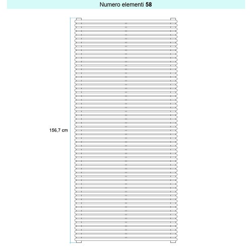 Immagine di Irsap ARPA 18_2 ORIZZONTALE Radiatore 58 elementi L.52 P.6,2 H.156,7 cm, colore bianco standard finitura lucido Cod.01 A2805205801IR01H01
