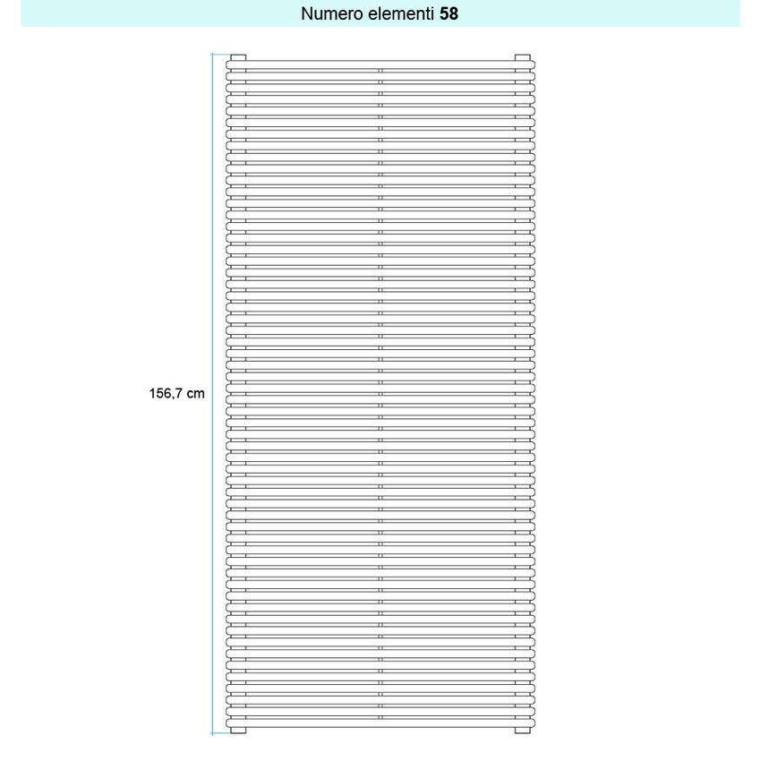 Immagine di Irsap ARPA 18_2 ORIZZONTALE Radiatore 58 elementi L.52 P.6,2 H.156,7 cm, colore bianco standard finitura lucido Cod.01 A2805205801IR01H01