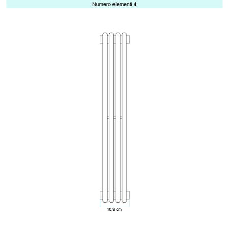 Immagine di Irsap ARPA 18 VERTICALE Radiatore 4 elementi L.10,9 P.4,6 H.52 cm, colore bianco standard finitura lucido Cod.01 A1805200401IR01A01