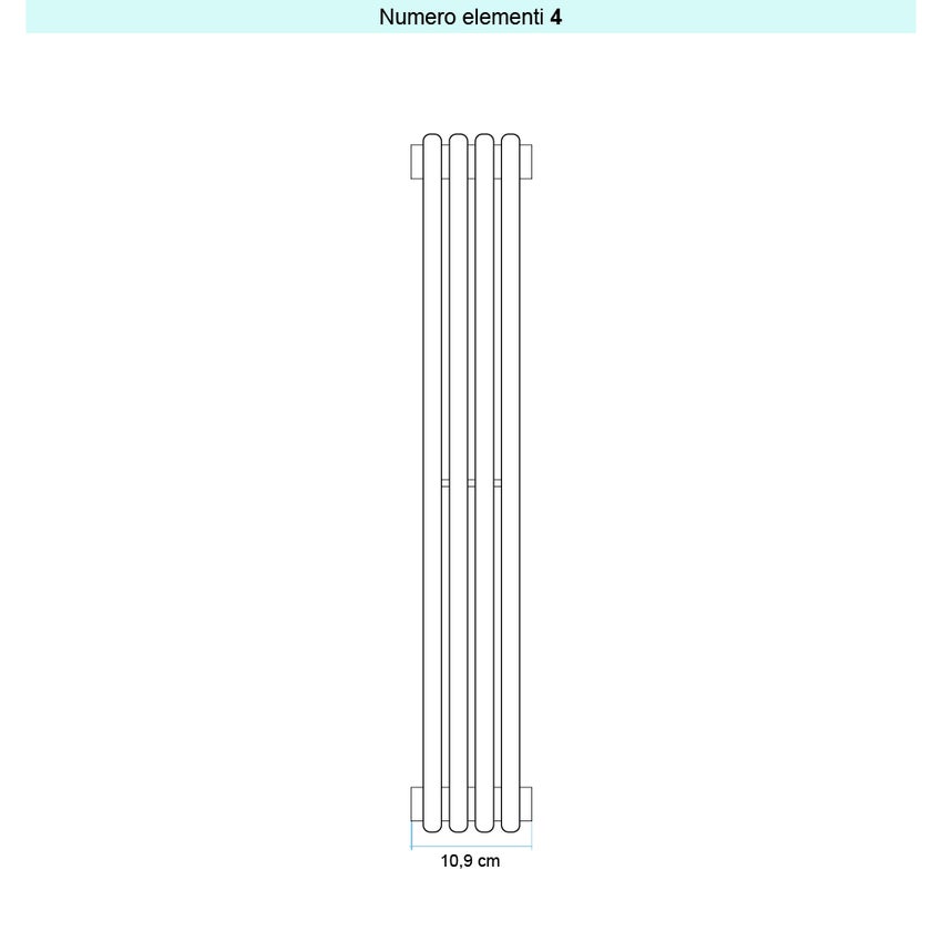 Immagine di Irsap ARPA 18 VERTICALE Radiatore 4 elementi L.10,9 P.4,6 H.122 cm, colore bianco edelweiss finitura lucido Cod.34 A1812200434IR01A01