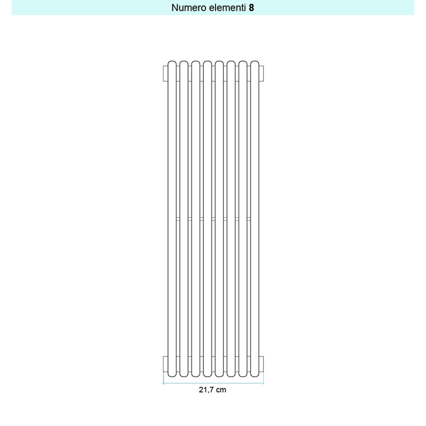 Immagine di Irsap ARPA 18 VERTICALE Radiatore 8 elementi L.21,7 P.4,6 H.182 cm, colore nero finitura opaco Cod.K1 A18182008K1IR01A01