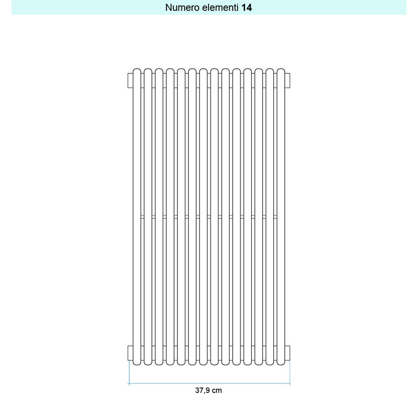 Immagine di Irsap ARPA 18 VERTICALE Radiatore 14 elementi L.37,9 P.4,6 H.182 cm, colore bianco edelweiss finitura lucido Cod.34 A1818201434IR01A01