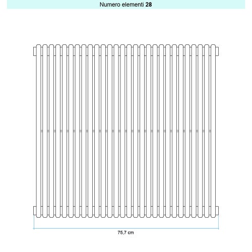 Immagine di Irsap ARPA 18 VERTICALE Radiatore 28 elementi L.75,7 P.4,6 H.202 cm, colore nero satinato finitura ruvido Cod.30 A1820202830IR01A01