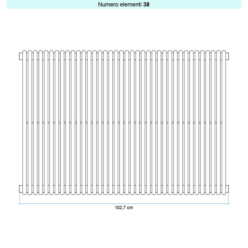 Immagine di Irsap ARPA 18 VERTICALE Radiatore 38 elementi L.102,7 P.4,6 H.222 cm, colore bianco standard finitura lucido Cod.01 A1822203801IR01A01