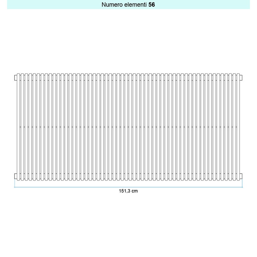 Immagine di Irsap ARPA 18 VERTICALE Radiatore 56 elementi L.151,3 P.4,6 H.67 cm, colore bianco standard finitura lucido Cod.01 A1806705601IR01A01