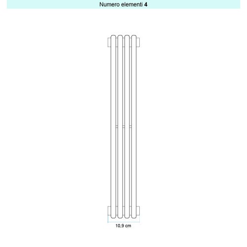 Immagine di Irsap ARPA 18_2 VERTICALE Radiatore 4 elementi L.10,9 P.6,2 H.52 cm, colore bianco standard finitura lucido Cod.01 A2805200401IR01A01