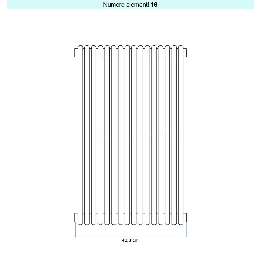 Immagine di Irsap ARPA 18_2 VERTICALE Radiatore 16 elementi L.43,3 P.6,2 H.67 cm, colore bianco standard finitura lucido Cod.01 A2806701601IR01A01