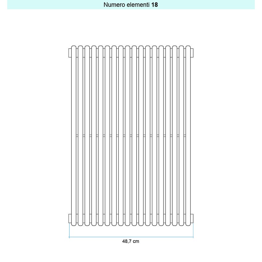 Immagine di Irsap ARPA 18_2 VERTICALE Radiatore 18 elementi L.48,7 P.6,2 H.52 cm, colore bianco standard finitura lucido Cod.01 A2805201801IR01A01