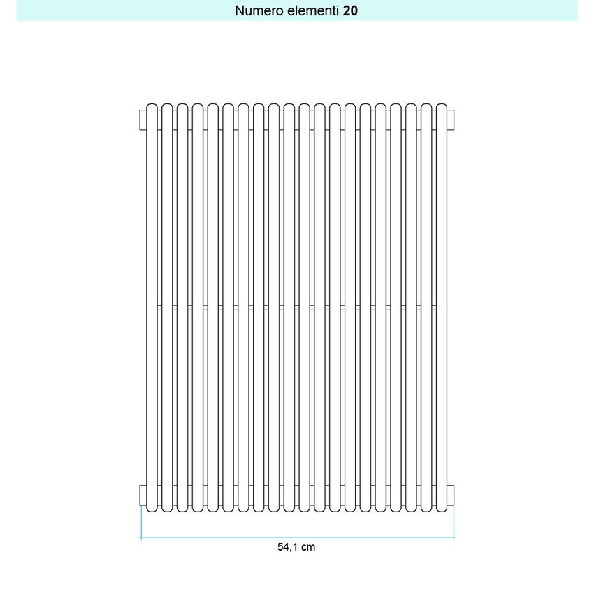 Immagine di Irsap ARPA 18_2 VERTICALE Radiatore 20 elementi L.54,1 P.6,2 H.202 cm, colore grigio perla finitura ruvido Cod.L6 A28202020L6IR01A01