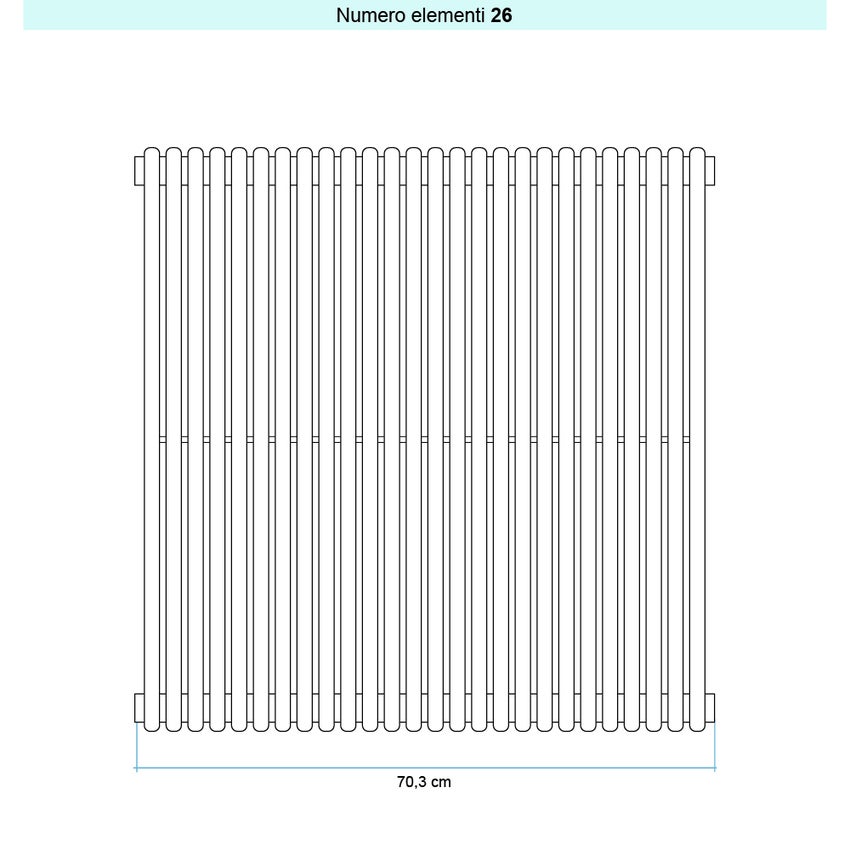 Immagine di Irsap ARPA 18_2 VERTICALE Radiatore 26 elementi L.70,3 P.6,2 H.67 cm, colore bianco standard finitura lucido Cod.01 A2806702601IR01A01