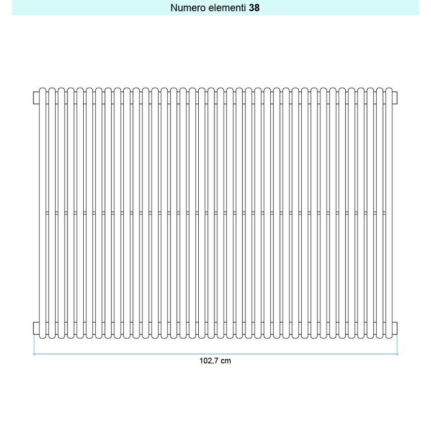 Immagine di Irsap ARPA 18_2 VERTICALE Radiatore 38 elementi L.102,7 P.6,2 H.55 cm, colore bianco standard finitura lucido Cod.01 A2805503801IR01A01