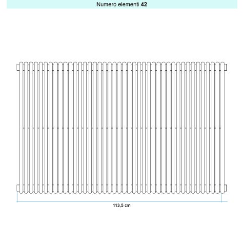 Immagine di Irsap ARPA 18_2 VERTICALE Radiatore 42 elementi L.113,5 P.6,2 H.52 cm, colore bianco standard finitura lucido Cod.01 A2805204201IR01A01