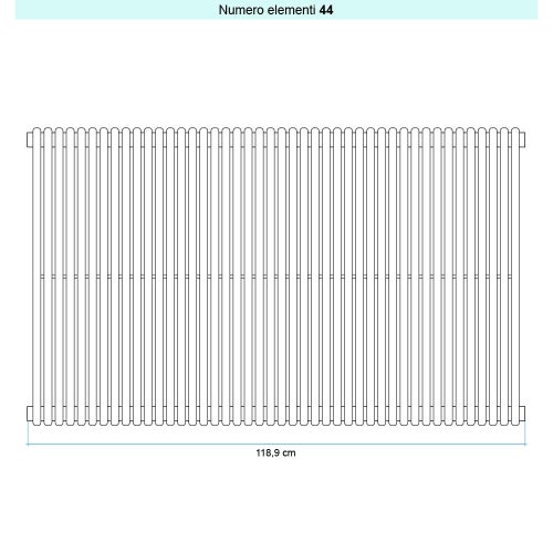 Immagine di Irsap ARPA 18_2 VERTICALE Radiatore 44 elementi L.118,9 P.6,2 H.52 cm, colore bianco standard finitura lucido Cod.01 A2805204401IR01A01