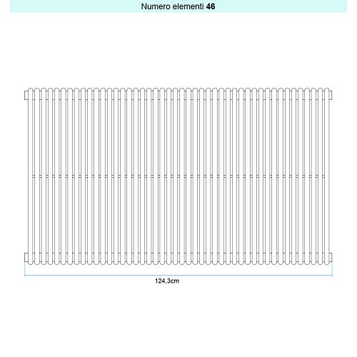 Immagine di Irsap ARPA 18_2 VERTICALE Radiatore 46 elementi L.124,3 P.6,2 H.202 cm, colore bianco standard finitura lucido Cod.01 A2820204601IR01A01