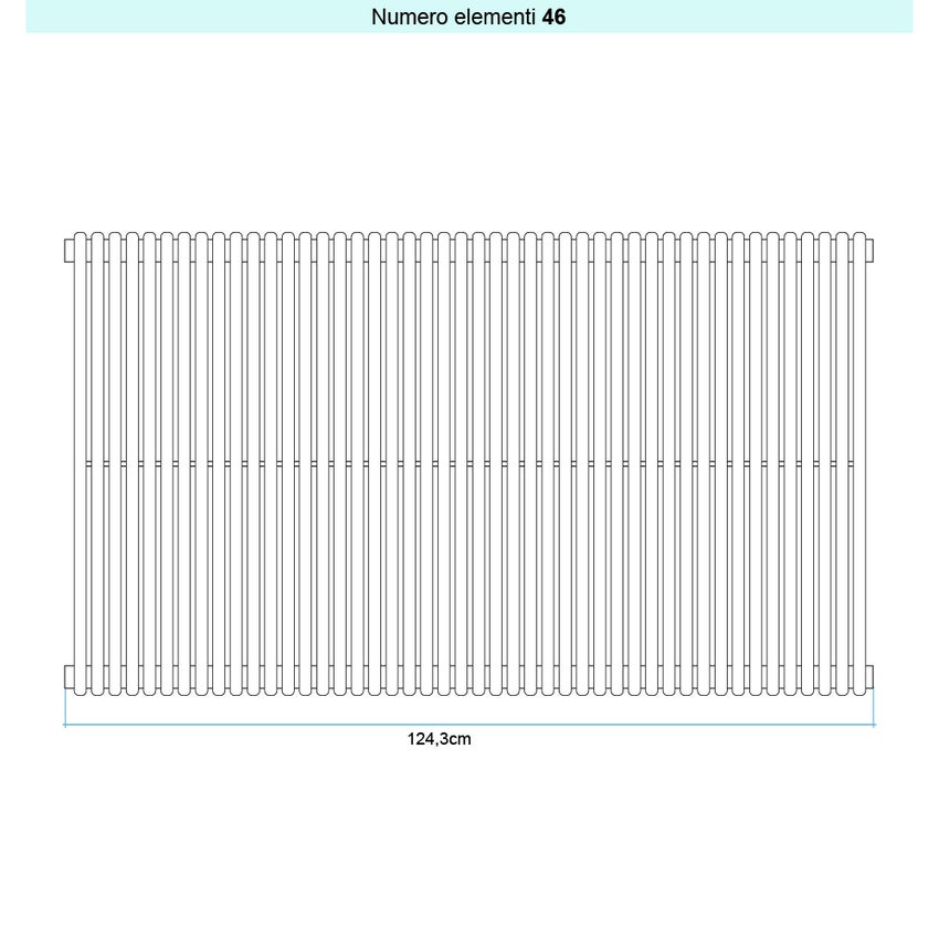 Immagine di Irsap ARPA 18_2 VERTICALE Radiatore 46 elementi L.124,3 P.6,2 H.75 cm, colore bianco standard finitura lucido Cod.01 A2807504601IR01A01