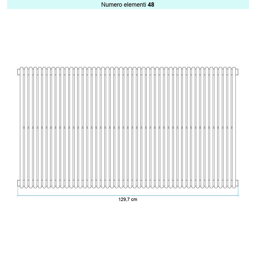 Immagine di Irsap ARPA 18_2 VERTICALE Radiatore 48 elementi L.129,7 P.6,2 H.52 cm, colore bianco standard finitura lucido Cod.01 A2805204801IR01A01