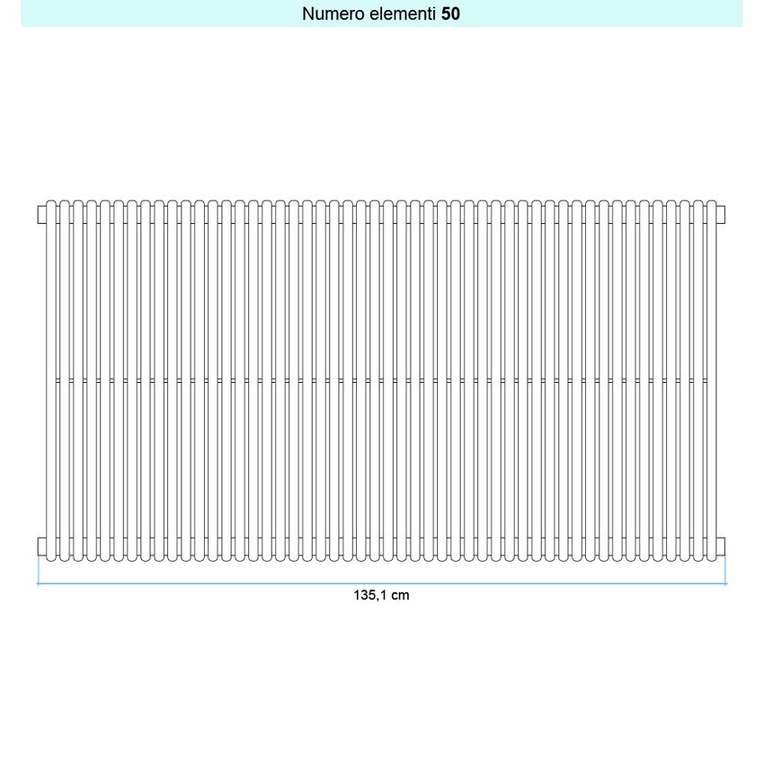Immagine di Irsap ARPA 18_2 VERTICALE Radiatore 50 elementi L.135,1 P.6,2 H.52 cm, colore bianco standard finitura lucido Cod.01 A2805205001IR01A01