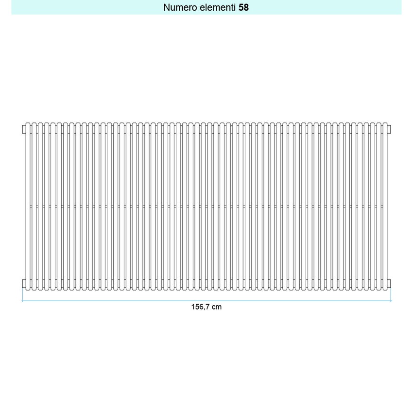 Immagine di Irsap ARPA 18_2 VERTICALE Radiatore 58 elementi L.156,7 P.6,2 H.65 cm, colore bianco standard finitura lucido Cod.01 A2806505801IR01A01