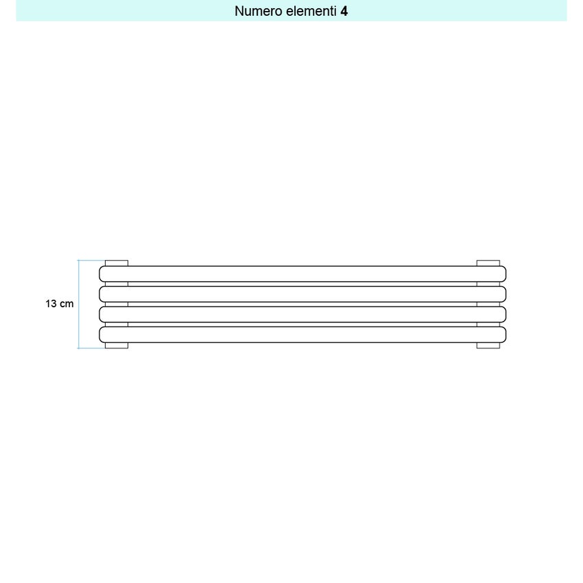 Immagine di Irsap ARPA 23 ORIZZONTALE Radiatore 4 elementi L.52 P.5 H.13 cm, colore bianco standard finitura lucido Cod.01 SI105200401IR01H01