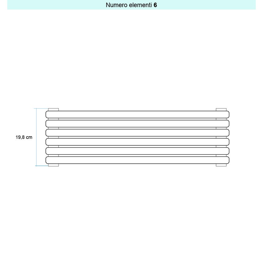 Immagine di Irsap ARPA 23 ORIZZONTALE Radiatore 6 elementi L.152 P.5 H.19,8 cm, colore bianco standard finitura lucido Cod.01 SI115200601IR01H01