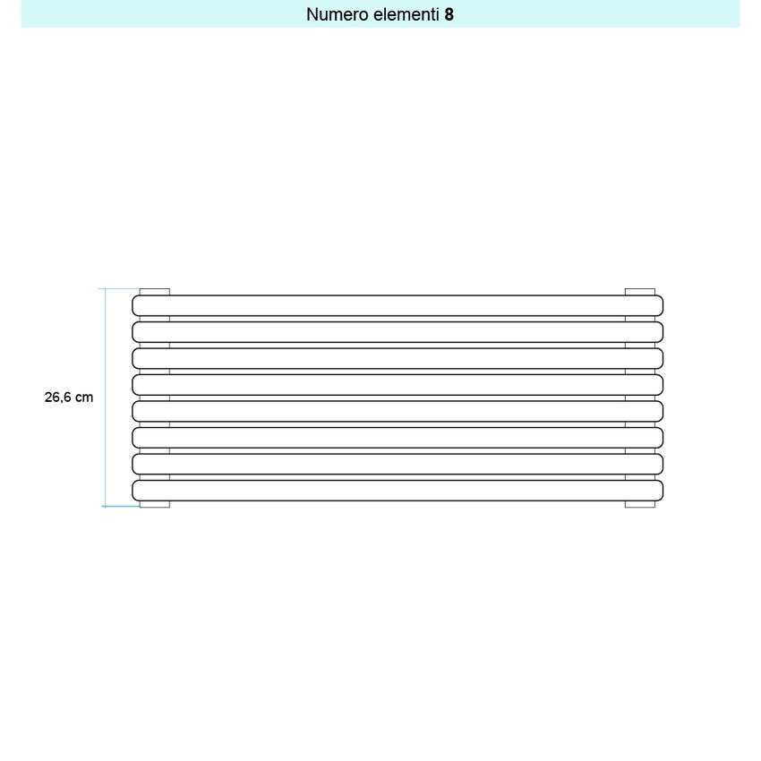 Immagine di Irsap ARPA 23 ORIZZONTALE Radiatore 8 elementi L.52 P.5 H.26,6 cm, colore bianco standard finitura lucido Cod.01 SI105200801IR01H01