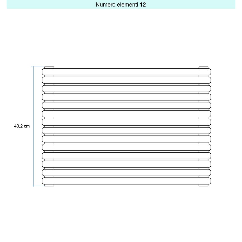 Immagine di Irsap ARPA 23 ORIZZONTALE Radiatore 12 elementi L.70 P.5 H.40,2 cm, colore bianco standard finitura lucido Cod.01 SI107001201IR01H01