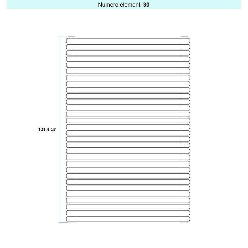 Immagine di Irsap ARPA 23 ORIZZONTALE Radiatore 30 elementi L.202 P.5 H.101,4 cm, colore bianco standard finitura lucido Cod.01 SI120203001IR01H01