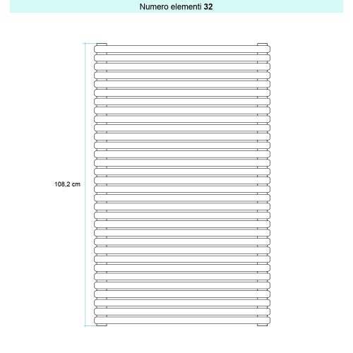 Immagine di Irsap ARPA 23 ORIZZONTALE Radiatore 32 elementi L.182 P.5 H.108,2 cm, colore bianco standard finitura lucido Cod.01 SI118203201IR01H01
