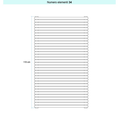 Immagine di Irsap ARPA 23 ORIZZONTALE Radiatore 34 elementi L.122 P.5 H.115 cm, colore bianco standard finitura lucido Cod.01 SI112203401IR01H01