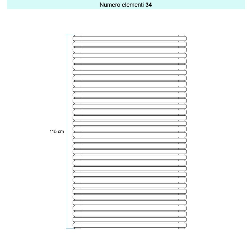 Immagine di Irsap ARPA 23 ORIZZONTALE Radiatore 34 elementi L.122 P.5 H.115 cm, colore bianco standard finitura lucido Cod.01 SI112203401IR01H01