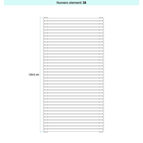Immagine di Irsap ARPA 23 ORIZZONTALE Radiatore 38 elementi L.70 P.5 H.128,6 cm, colore bianco standard finitura lucido Cod.01 SI107003801IR01H01