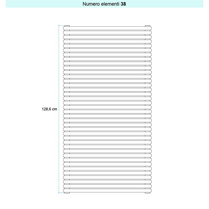 Immagine di Irsap ARPA 23 ORIZZONTALE Radiatore 38 elementi L.70 P.5 H.128,6 cm, colore bianco standard finitura lucido Cod.01 SI107003801IR01H01