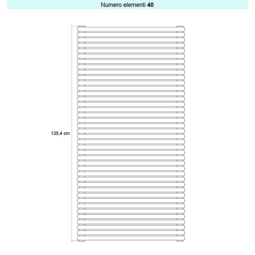 Immagine di Irsap ARPA 23 ORIZZONTALE Radiatore 40 elementi L.70 P.5 H.135,4 cm, colore bianco standard finitura lucido Cod.01 SI107004001IR01H01