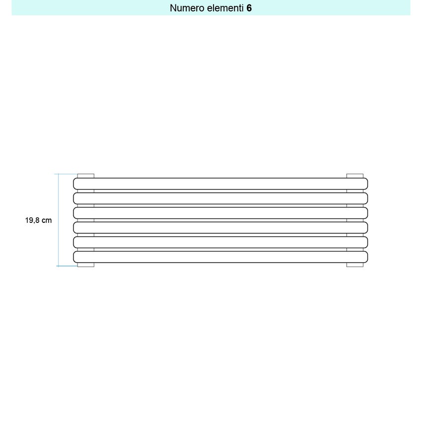 Immagine di Irsap ARPA 23_2 ORIZZONTALE Radiatore 6 elementi L.182 P.7 H.19,8 cm, colore bianco standard finitura lucido Cod.01 SI218200601IR01H01