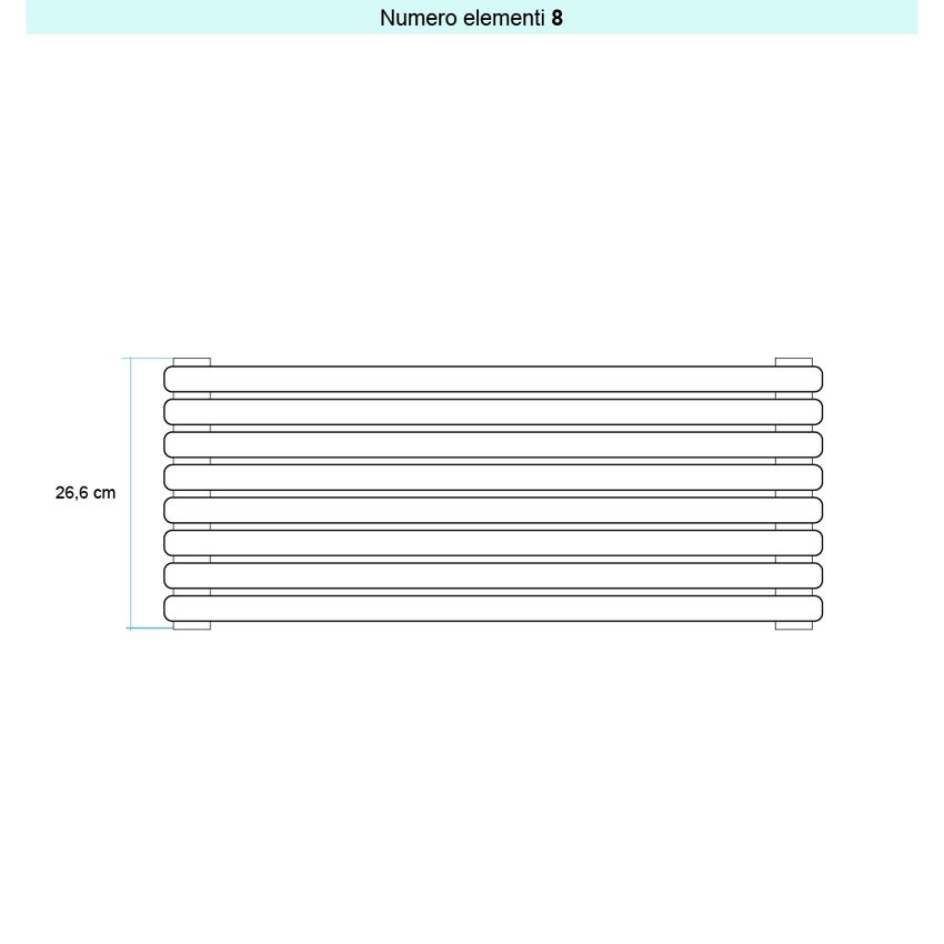 Immagine di Irsap ARPA 23_2 ORIZZONTALE Radiatore 8 elementi L.122 P.7 H.26,6 cm, colore bianco standard finitura lucido Cod.01 SI212200801IR01H01