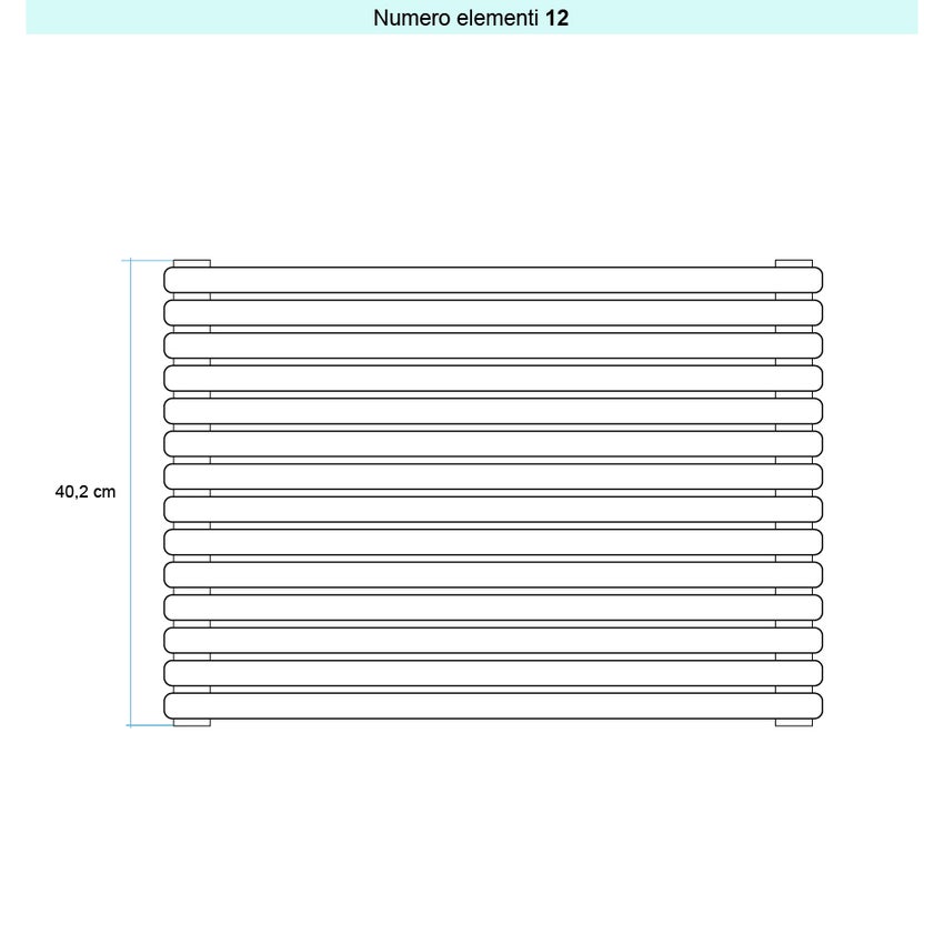 Immagine di Irsap ARPA 23_2 ORIZZONTALE Radiatore 12 elementi L.75 P.7 H.40,2 cm, colore bianco standard finitura lucido Cod.01 SI207501201IR01H01