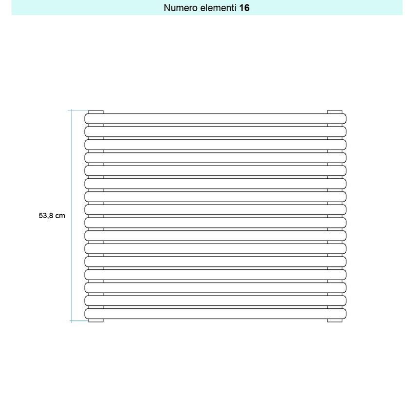 Immagine di Irsap ARPA 23_2 ORIZZONTALE Radiatore 16 elementi L.55 P.7 H.53,8 cm, colore bianco standard finitura lucido Cod.01 SI205501601IR01H01