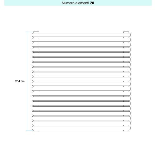 Immagine di Irsap ARPA 23_2 ORIZZONTALE Radiatore 20 elementi L.55 P.7 H.67,4 cm, colore bianco standard finitura lucido Cod.01 SI205502001IR01H01