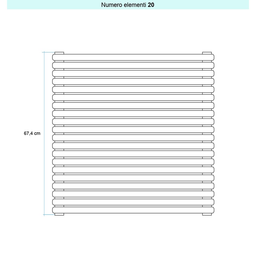 Immagine di Irsap ARPA 23_2 ORIZZONTALE Radiatore 20 elementi L.252 P.7 H.67,4 cm, colore bianco standard finitura lucido Cod.01 SI225202001IR01H01