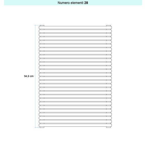 Immagine di Irsap ARPA 23_2 ORIZZONTALE Radiatore 28 elementi L.65 P.7 H.94,6 cm, colore bianco standard finitura lucido Cod.01 SI206502801IR01H01