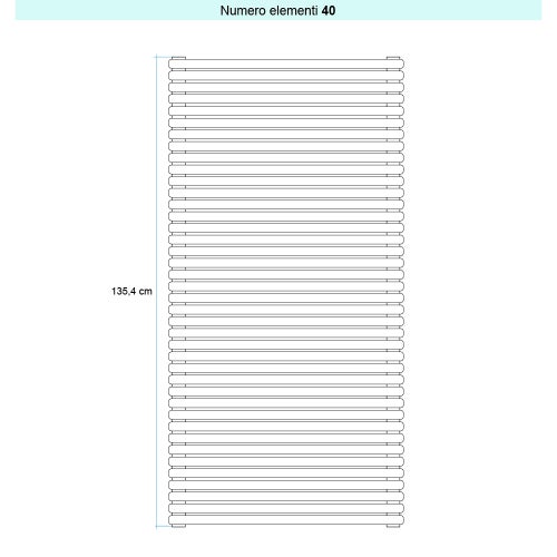 Immagine di Irsap ARPA 23_2 ORIZZONTALE Radiatore 40 elementi L.65 P.7 H.135,4 cm, colore bianco standard finitura lucido Cod.01 SI206504001IR01H01