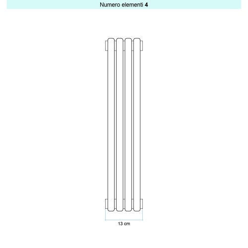 Immagine di Irsap ARPA 23 VERTICALE Radiatore 4 elementi L.13 P.5 H.182 cm, colore nero finitura opaco Cod.K1 SI1182004K1IR01A01