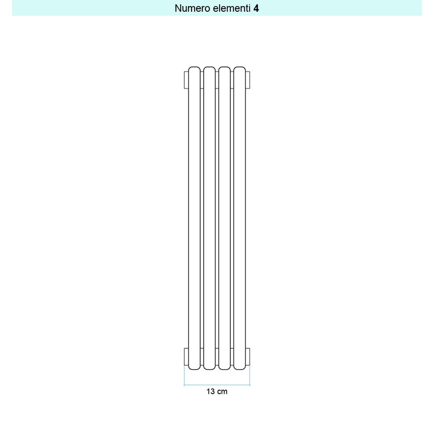 Immagine di Irsap ARPA 23 VERTICALE Radiatore 4 elementi L.13 P.5 H.182 cm, colore nero finitura opaco Cod.K1 SI1182004K1IR01A01