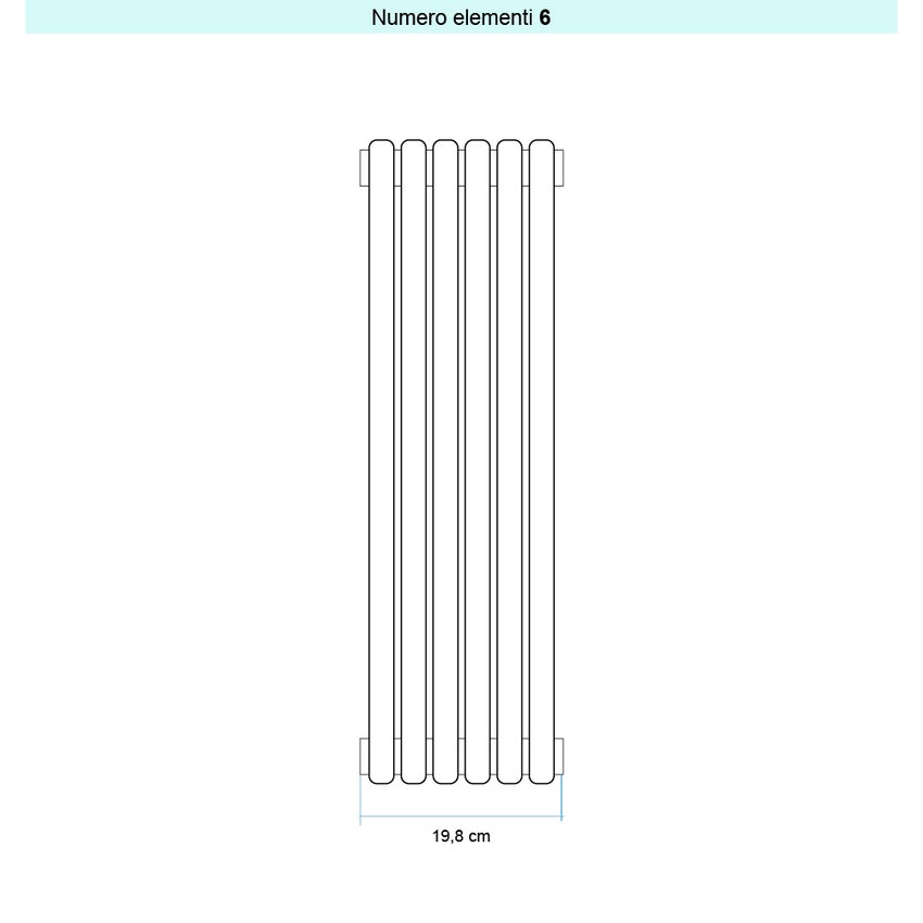 Immagine di Irsap ARPA 23 VERTICALE Radiatore 6 elementi L.19,8 P.5 H.202 cm, colore azurite 3 finitura ruvido Cod.6C SI12020066CIR01A01