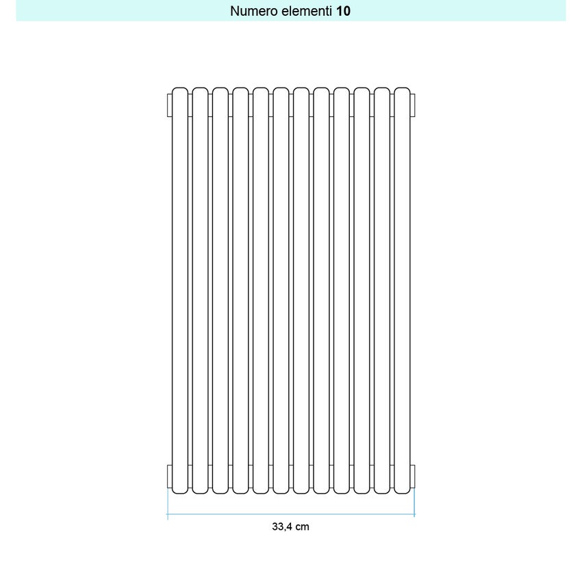 Immagine di Irsap ARPA 23 VERTICALE Radiatore 10 elementi L.33,4 P.5 H.252 cm, colore bianco standard finitura lucido Cod.01 SI125201001IR01A01