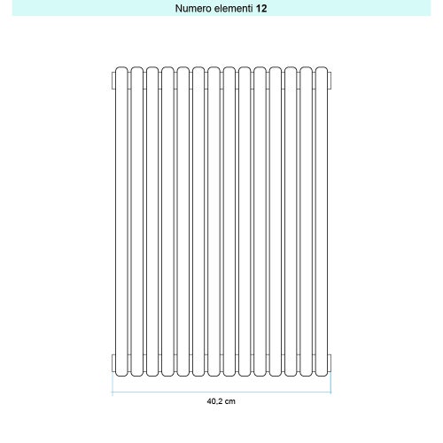 Immagine di Irsap ARPA 23 VERTICALE Radiatore 12 elementi L.40,2 P.5 H.182 cm, colore ghiaccio finitura opaco Cod.3P SI11820123PIR01A01